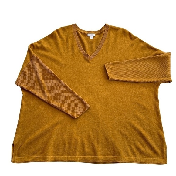 J. Jill Relaxed Fit Drop Shoulder Wool Blend Sweater Gold Melange XL - Picture 14 of 14